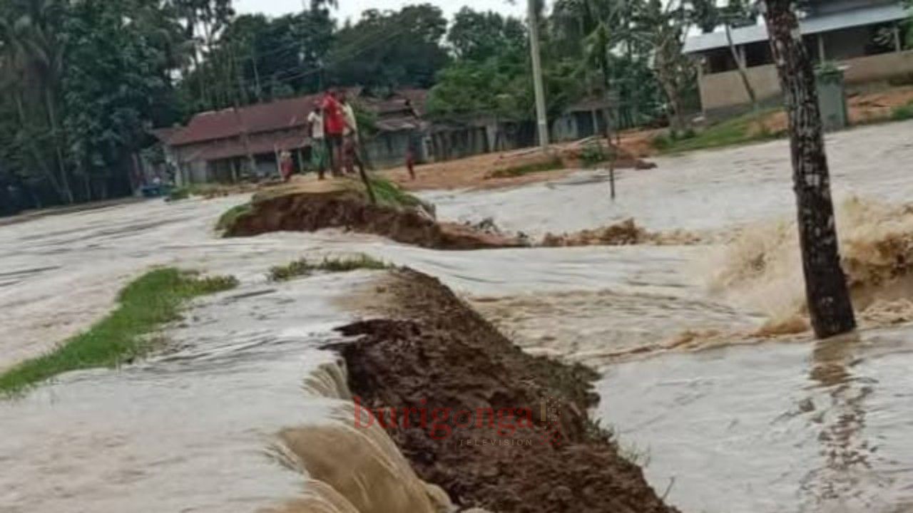 পাহাড়ি ঢল ও ভারী বৃষ্টিতে নেত্রকোণায় আকস্মিক বন্যা, প্লাবিত গ্রাম-সড়ক, ভেসে গেল মাছ