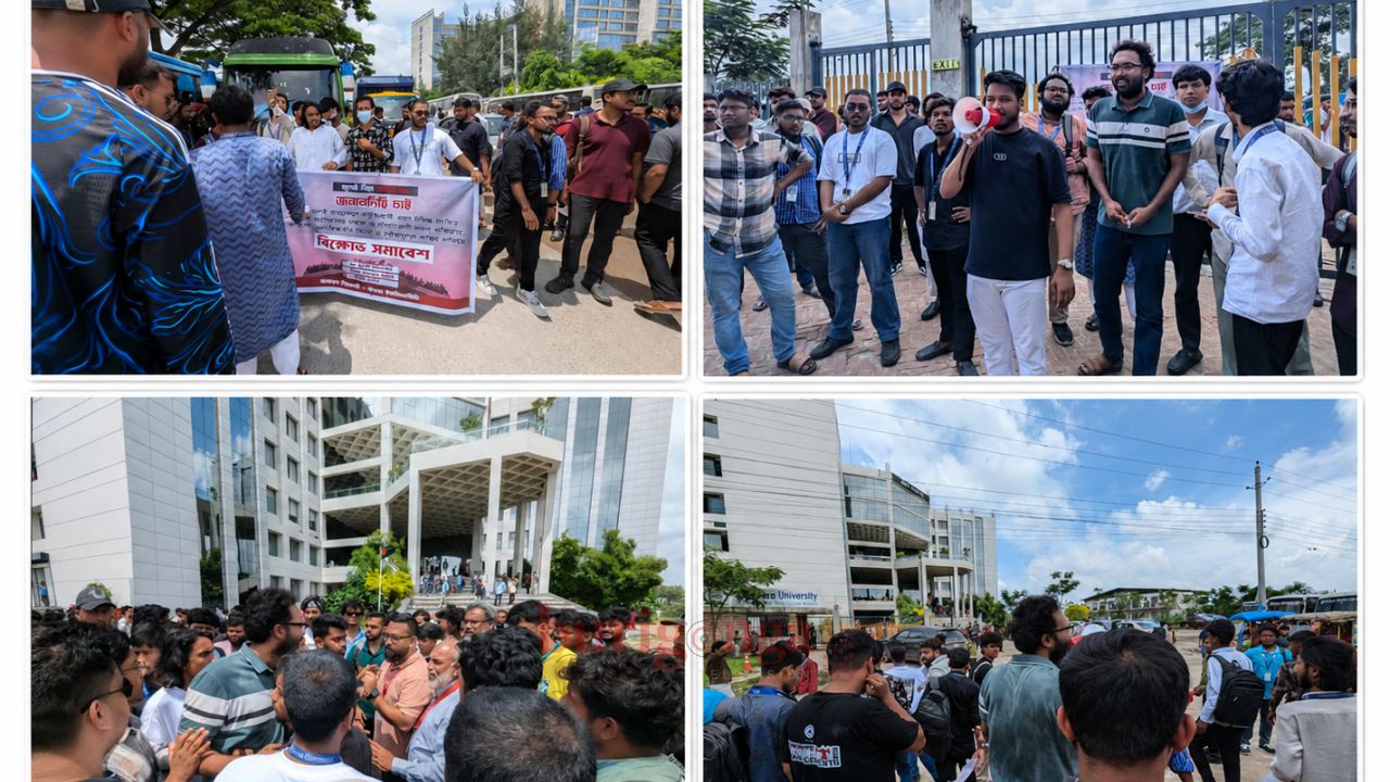 উত্তরা ইউনিভার্সিটিতে শিক্ষার্থীদের আন্দোলন &ndash; দাবি পূরণে প্রশাসনের প্রতিশ্রুতি