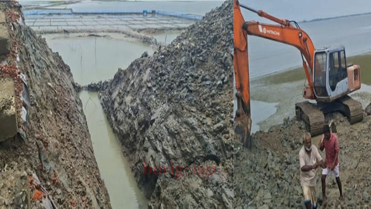 পেকুয়ায় গভীররাতে বেড়িবাঁধ কেটে নাসি বসানোর চেষ্টা, স্কেভেটর জব্দ