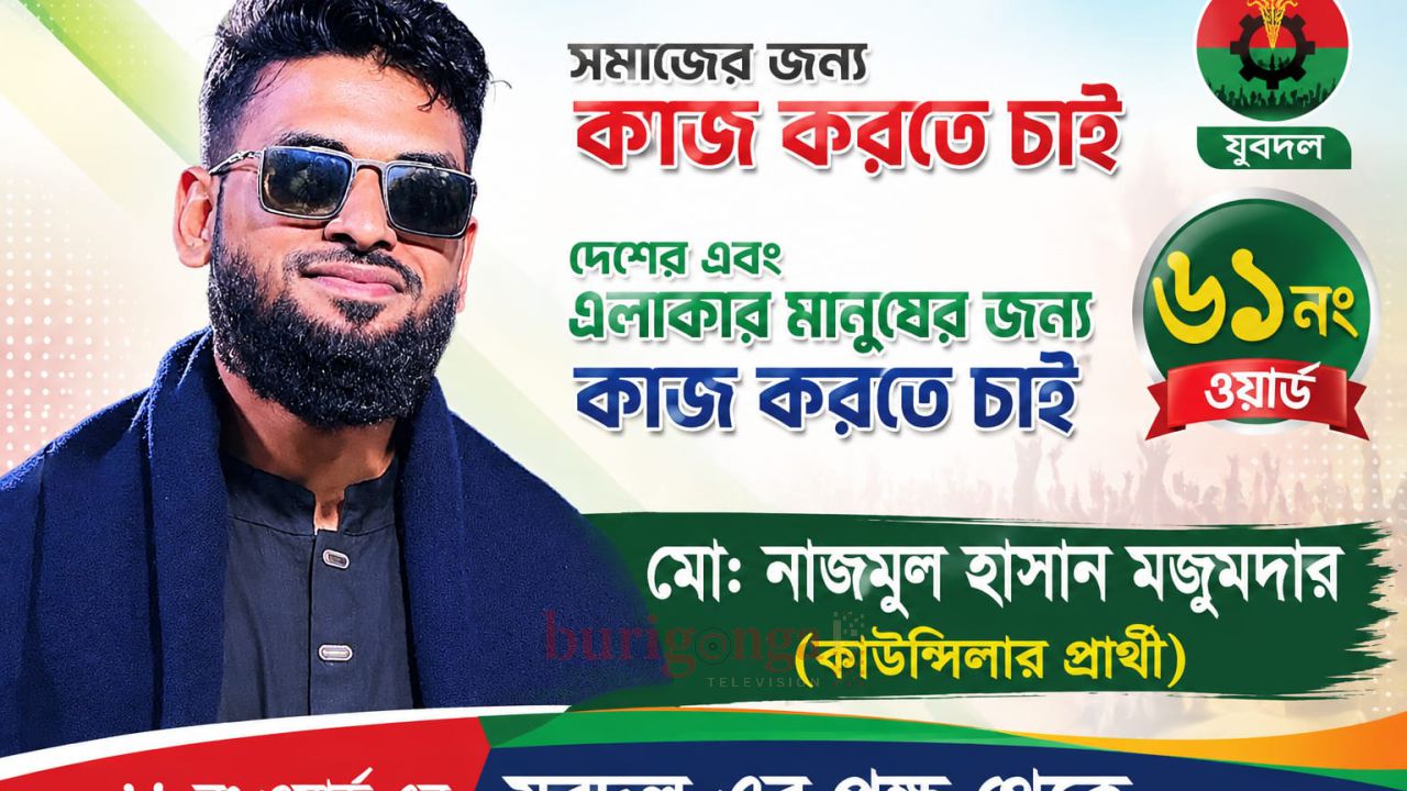 ৬১ নম্বর ওয়ার্ডে সমাজ ও মানুষের জন্য কাজ করার প্রত্যয় নাজমুল হাসানের 