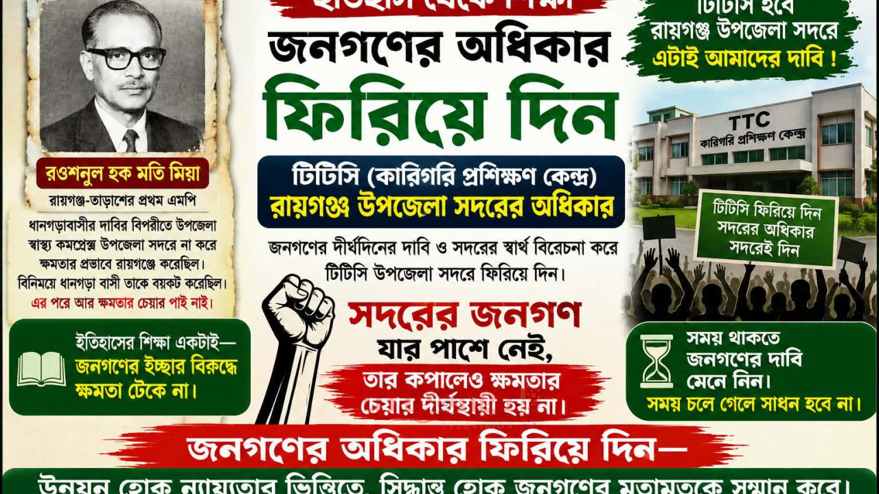 ইতিহাস থেকে শিক্ষা নিয়ে জনগণের অধিকার ফিরিয়ে দেওয়ার দাবি